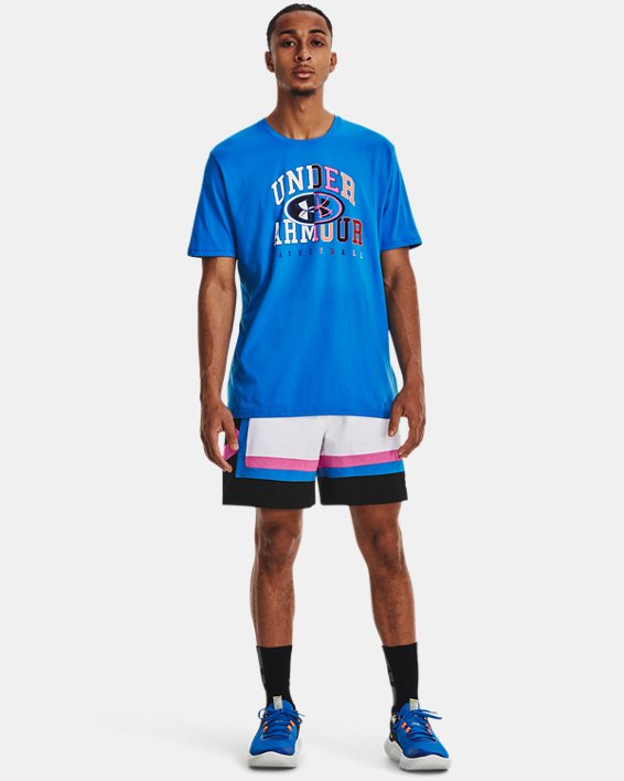 Men's UA Basketball Lock Up Short Sleeve, Blue, pdpMainDesktop image number 2